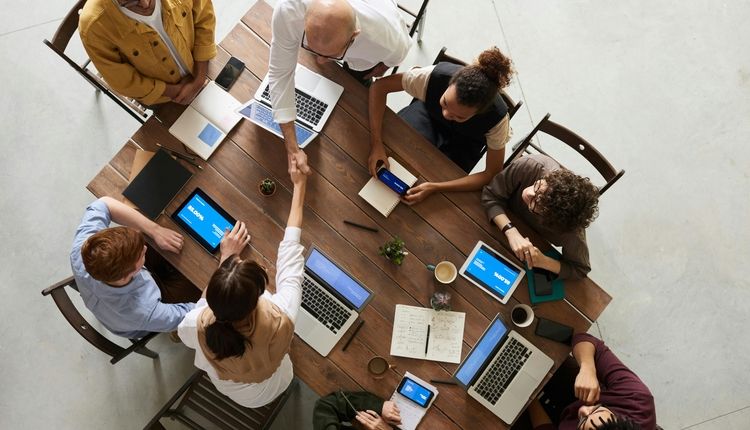 Business meeting at a conference table